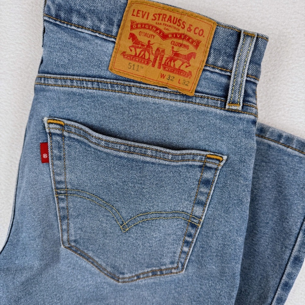 Levi's 511 Slim Fit Jeans Mens 32x32 Light Blue Denim Stretch 04511-5222